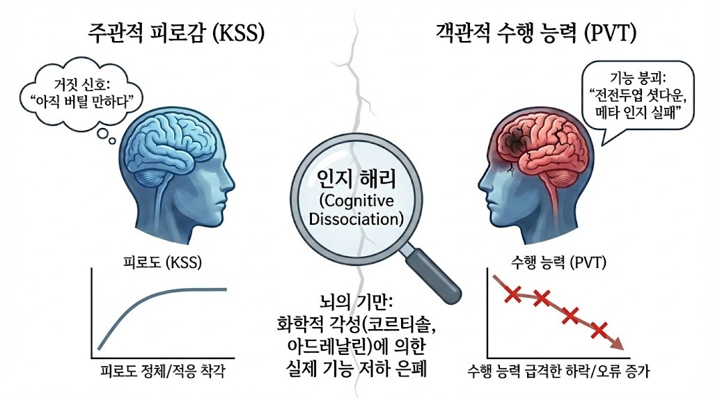 급성 수면 제한과 인지 해리: 뇌는 피로를 어떻게 속이는가
